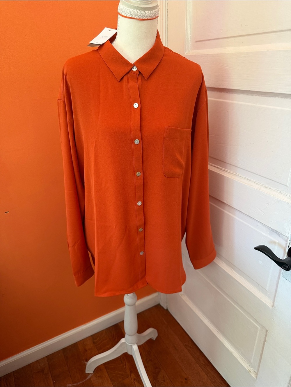J. Jill Relaxed Button-Front Blouse in Orange